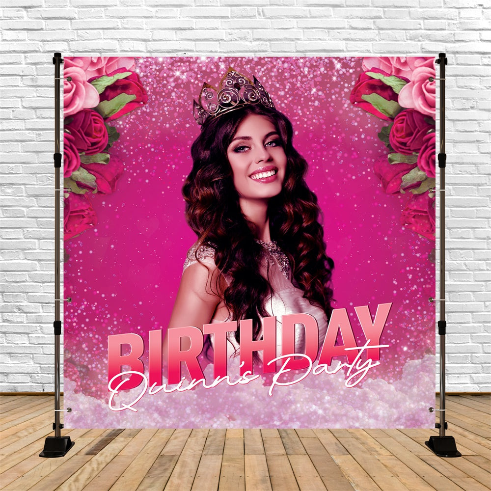 Custom Backdrop For Birthday Party Elegant Rose Glitter Backdrop BRP5-93