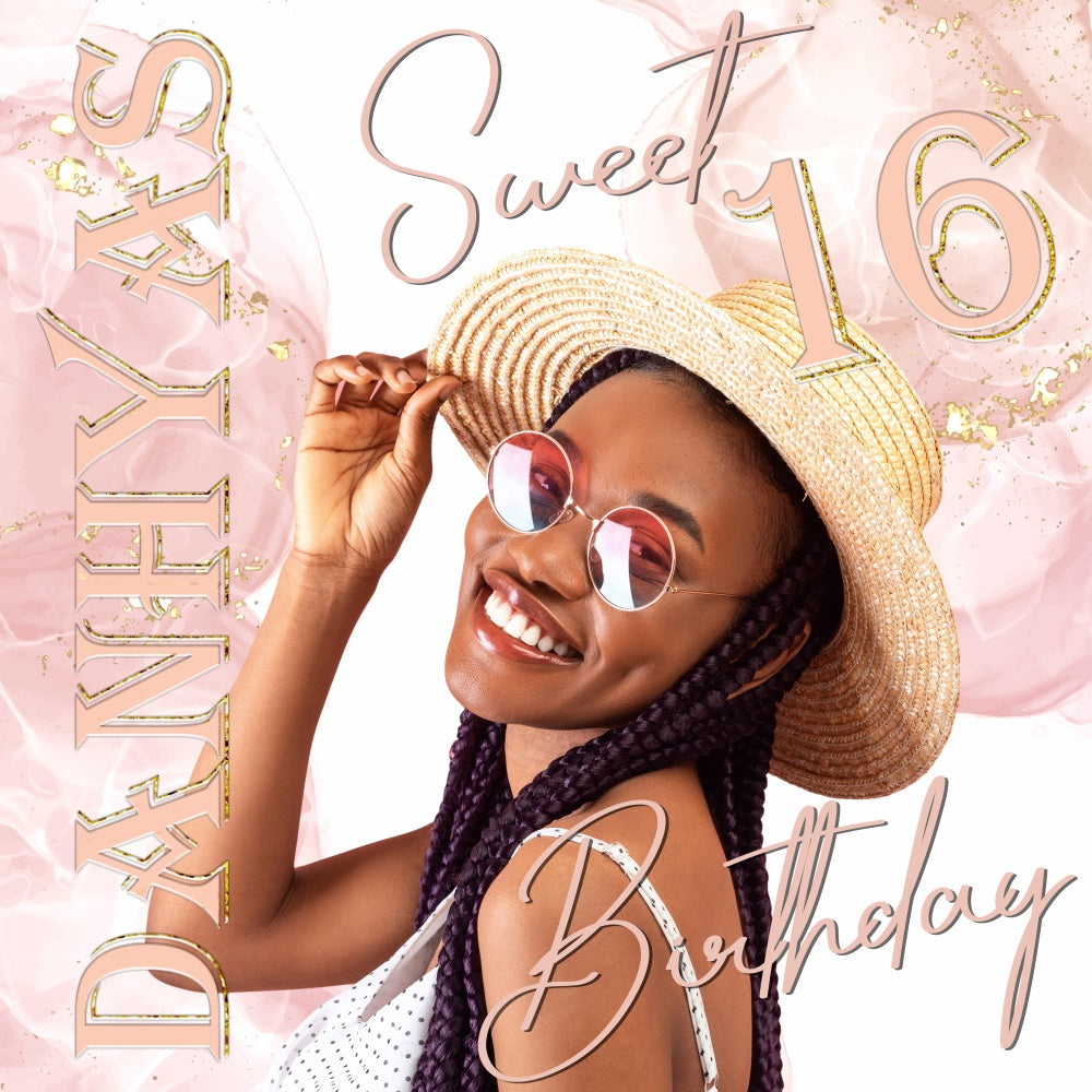 Customized Birthday Backdrop Minimalist Chic Sweet Sixteen Backdrop BRP5-96