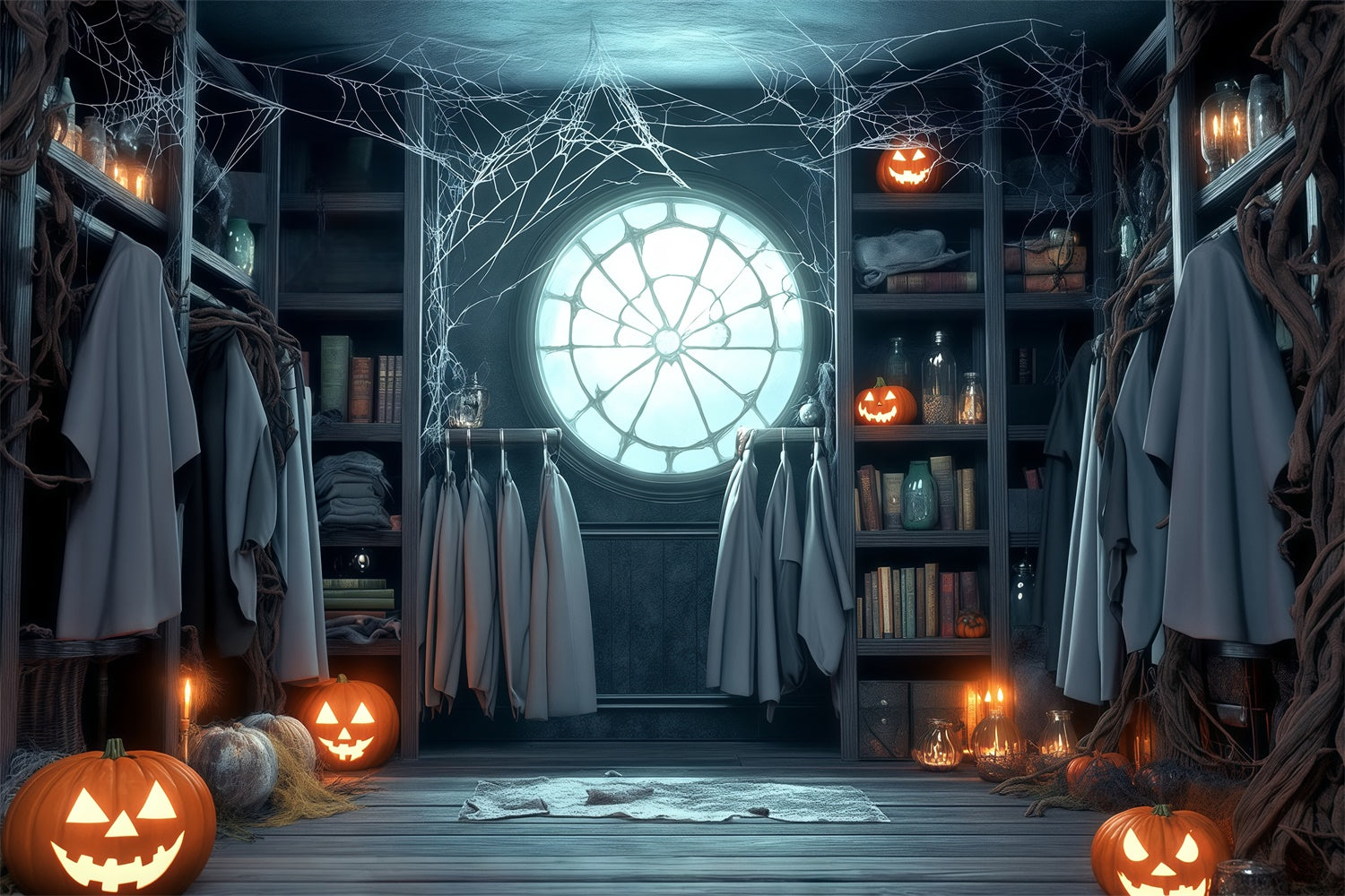 Halloween Backdrop Ideas Ghostly Dressing Room Backdrop BRP57-110