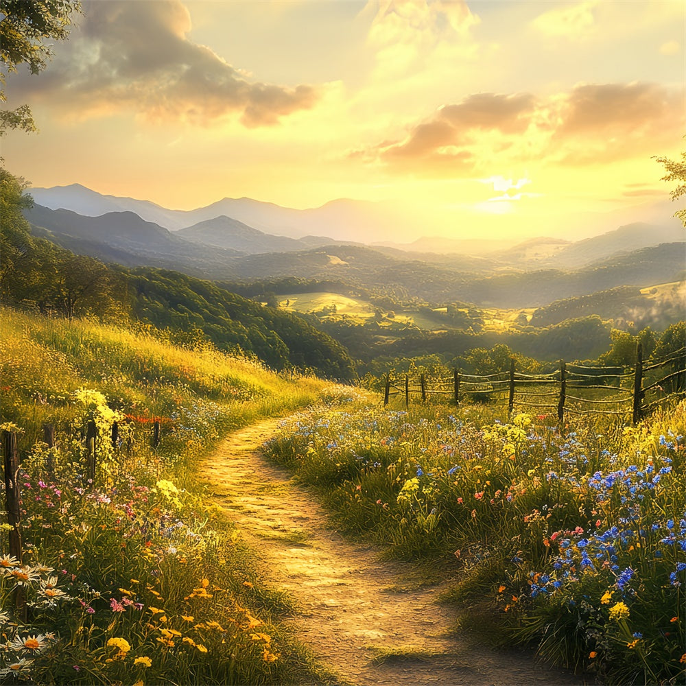 Sunset Backdrop Peaceful Meadow Path Autumn Backdrops BRP57-169