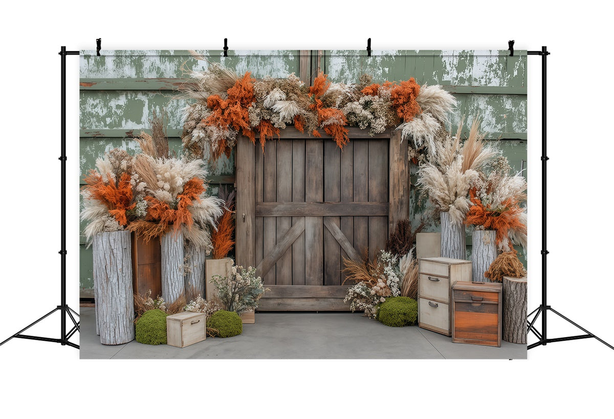 Autumn Backdrops Dried Floral Rustic Barn Backdrop BRP57-179