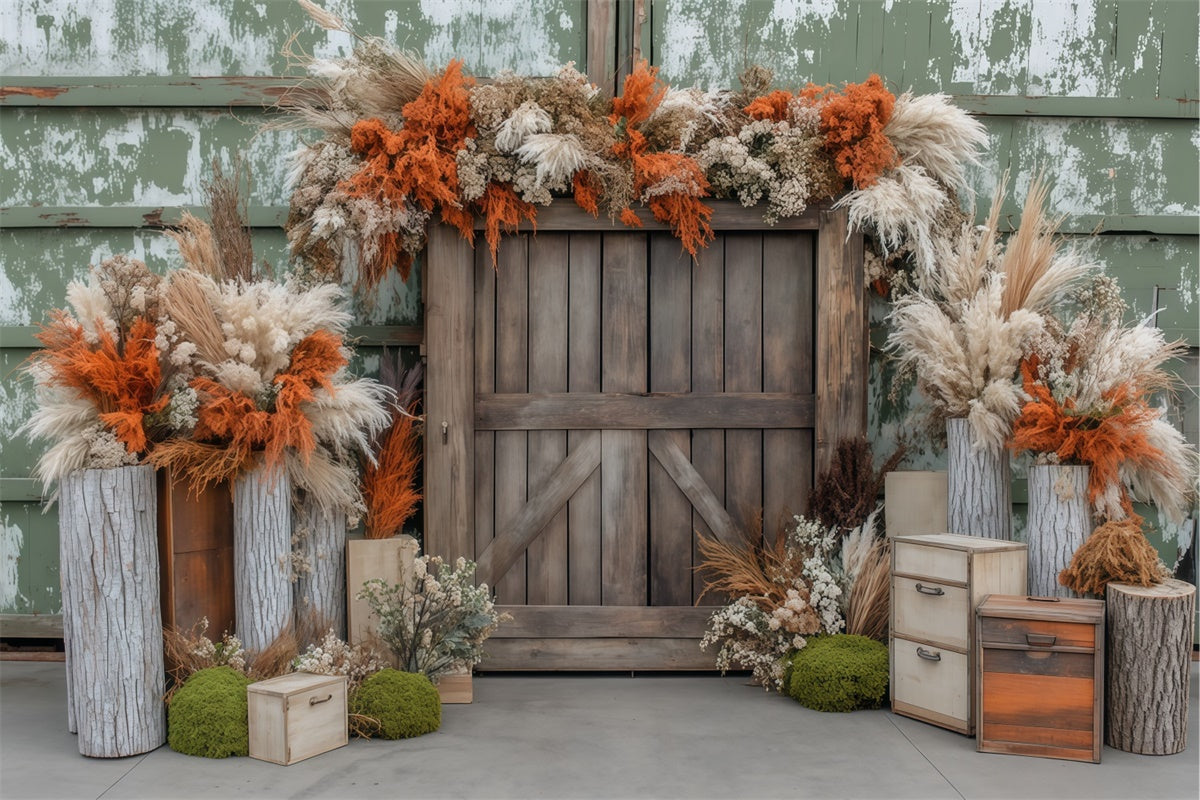 Autumn Backdrops Dried Floral Rustic Barn Backdrop BRP57-179