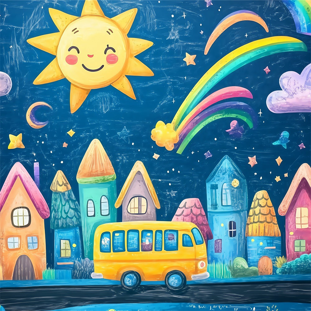 Back To School Backdrops Fantasy Town Welcome Backdrop BRP57-19