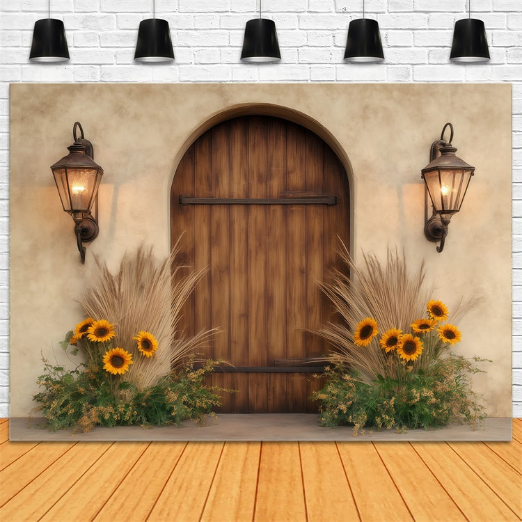 Fall Photoshoot Backdrop Sunflower Lantern Porch Backdrop BRP57-196