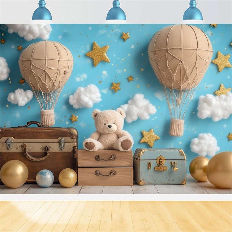 Sky Photo Backdrop Bear Balloon Fantasy Backdrop BRP57-219