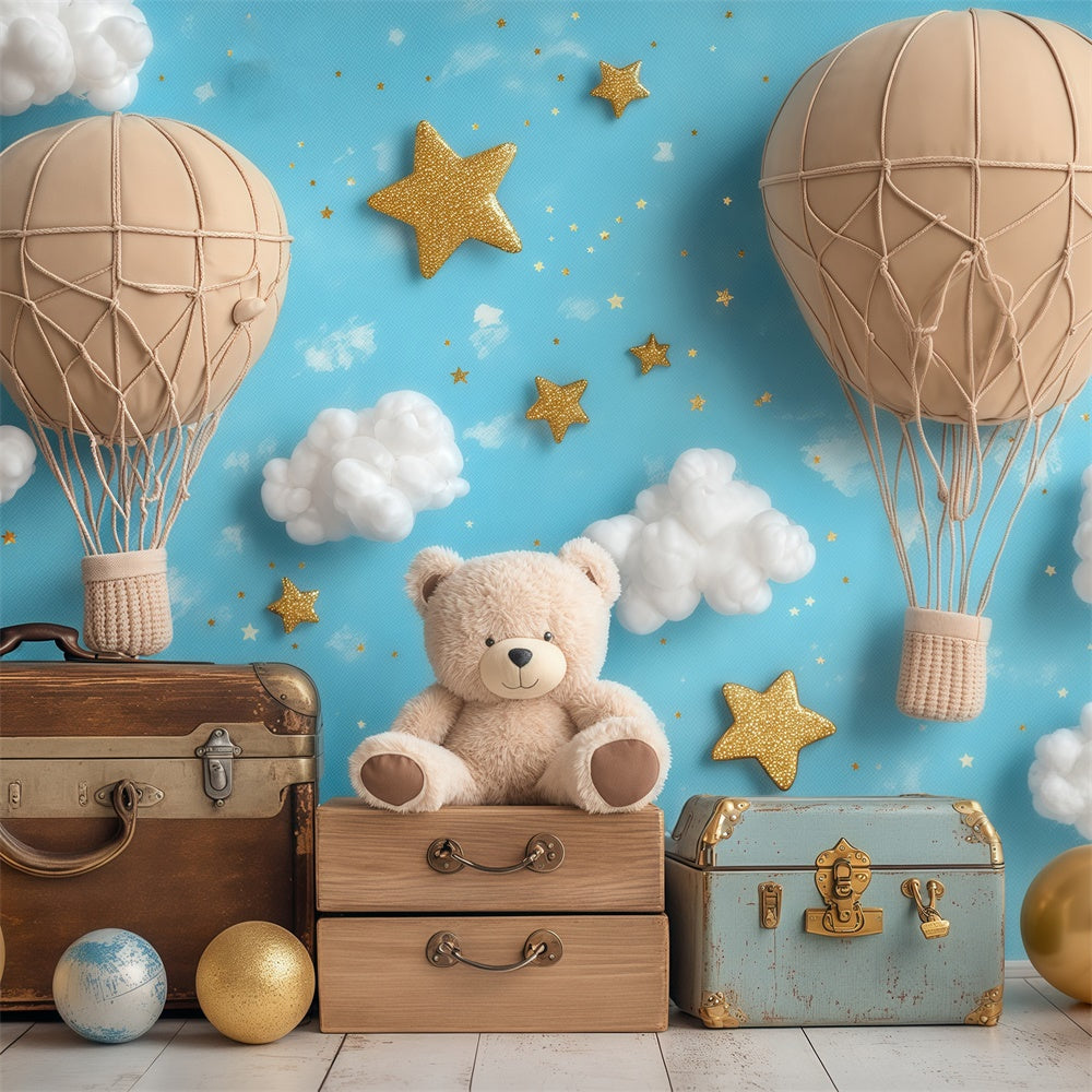 Sky Photo Backdrop Bear Balloon Fantasy Backdrop BRP57-219