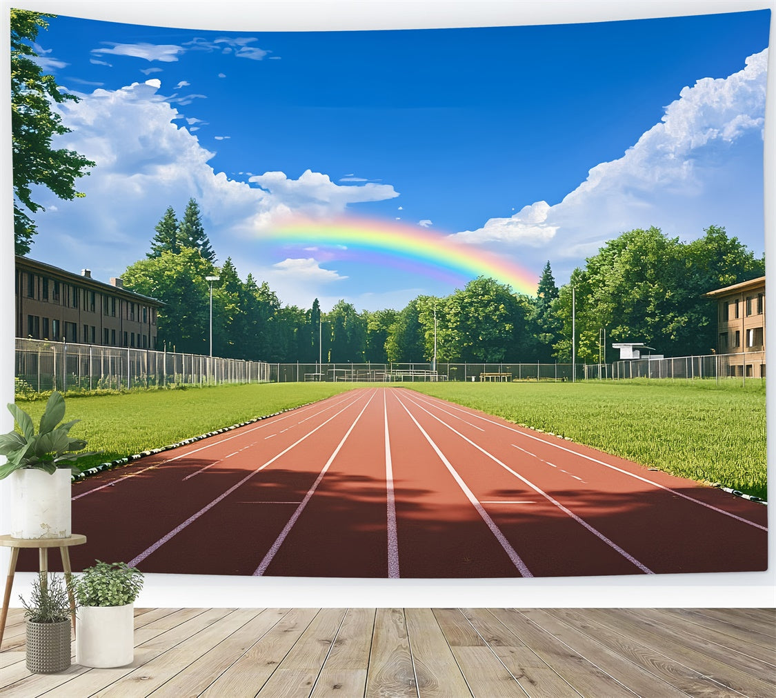 School Photo Backdrop Bright Sky Sports Field Backdrop BRP57-22