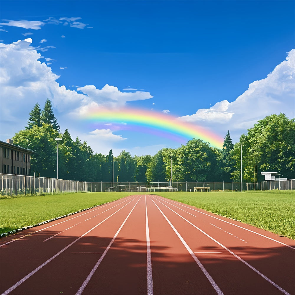 School Photo Backdrop Bright Sky Sports Field Backdrop BRP57-22