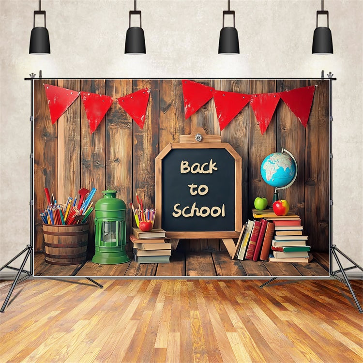 Back To School Backdrop Rustic School Desk Backdrop BRP57-23