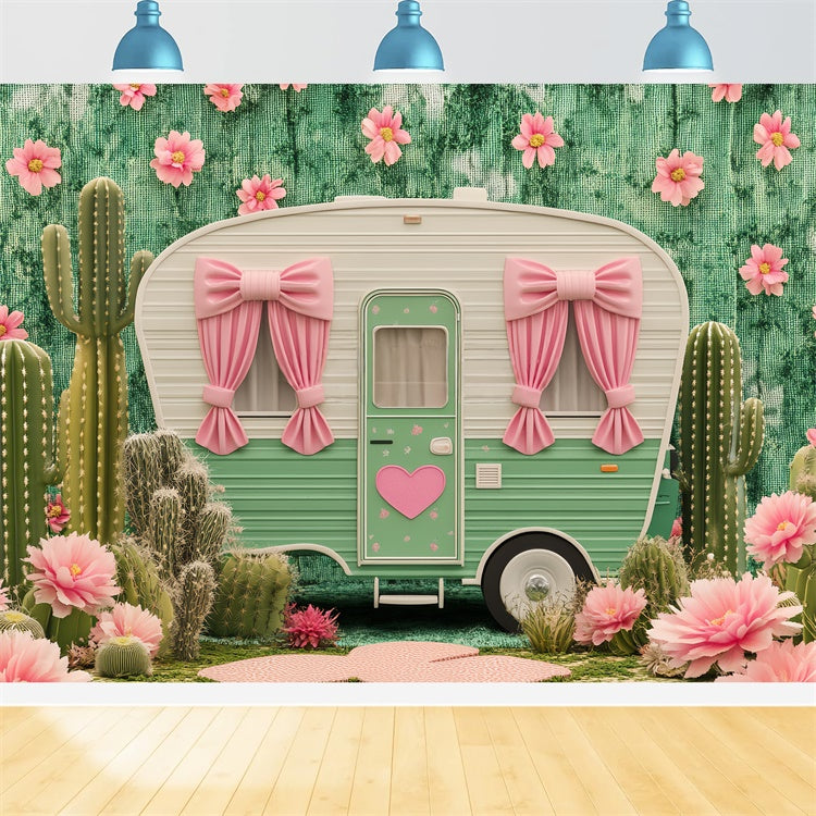 Newborn Photo Backdrop Cactus Camper Bow Backdrop BRP57-263
