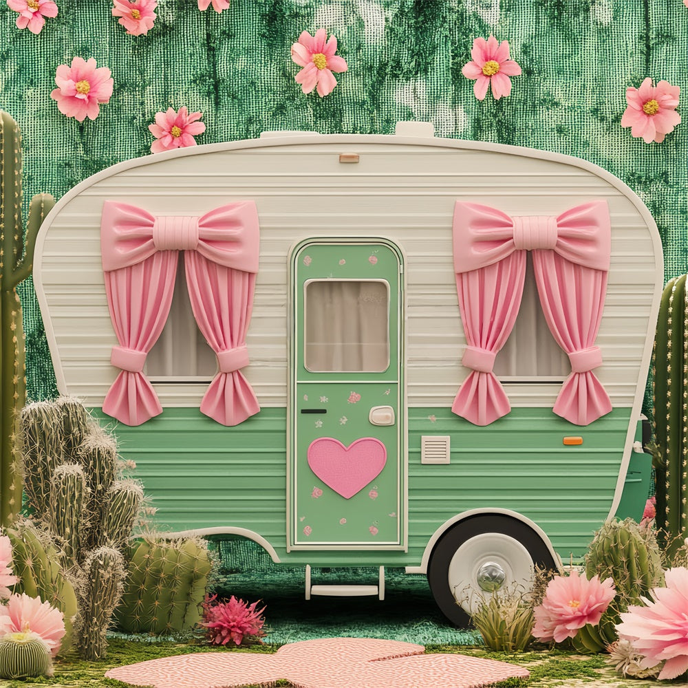 Newborn Photo Backdrop Cactus Camper Bow Backdrop BRP57-263