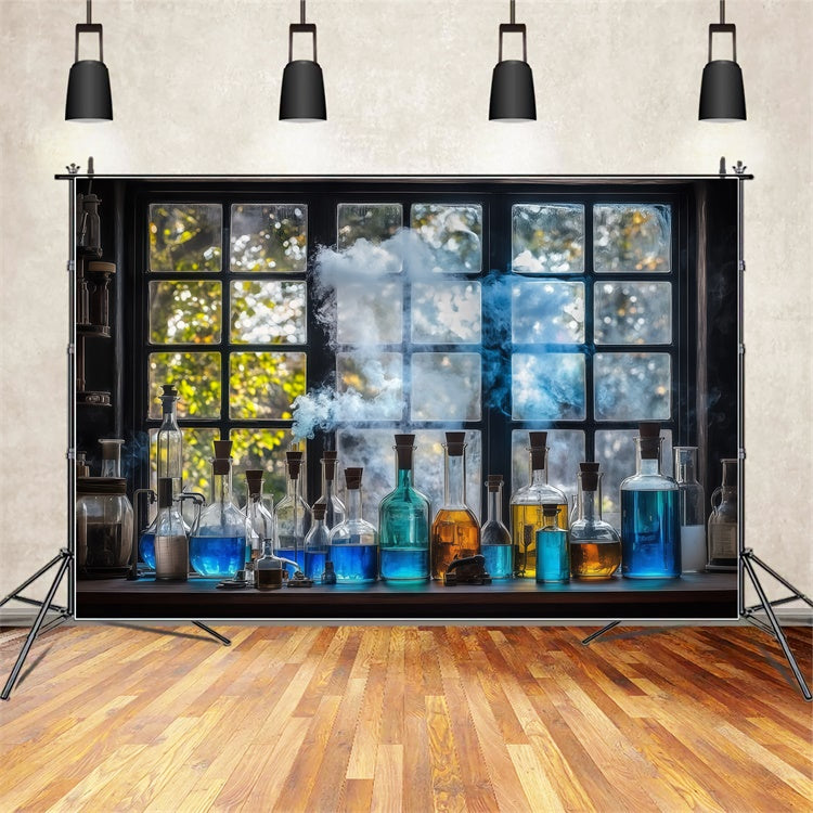Chemistry Backdrop Blue Potion Window Scene Backdrop BRP57-44