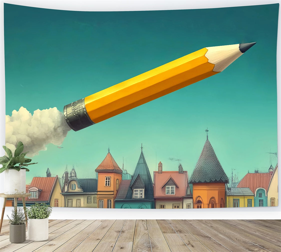 Back To School Backdrop Pencil Rocket Launch Backdrop BRP57-47