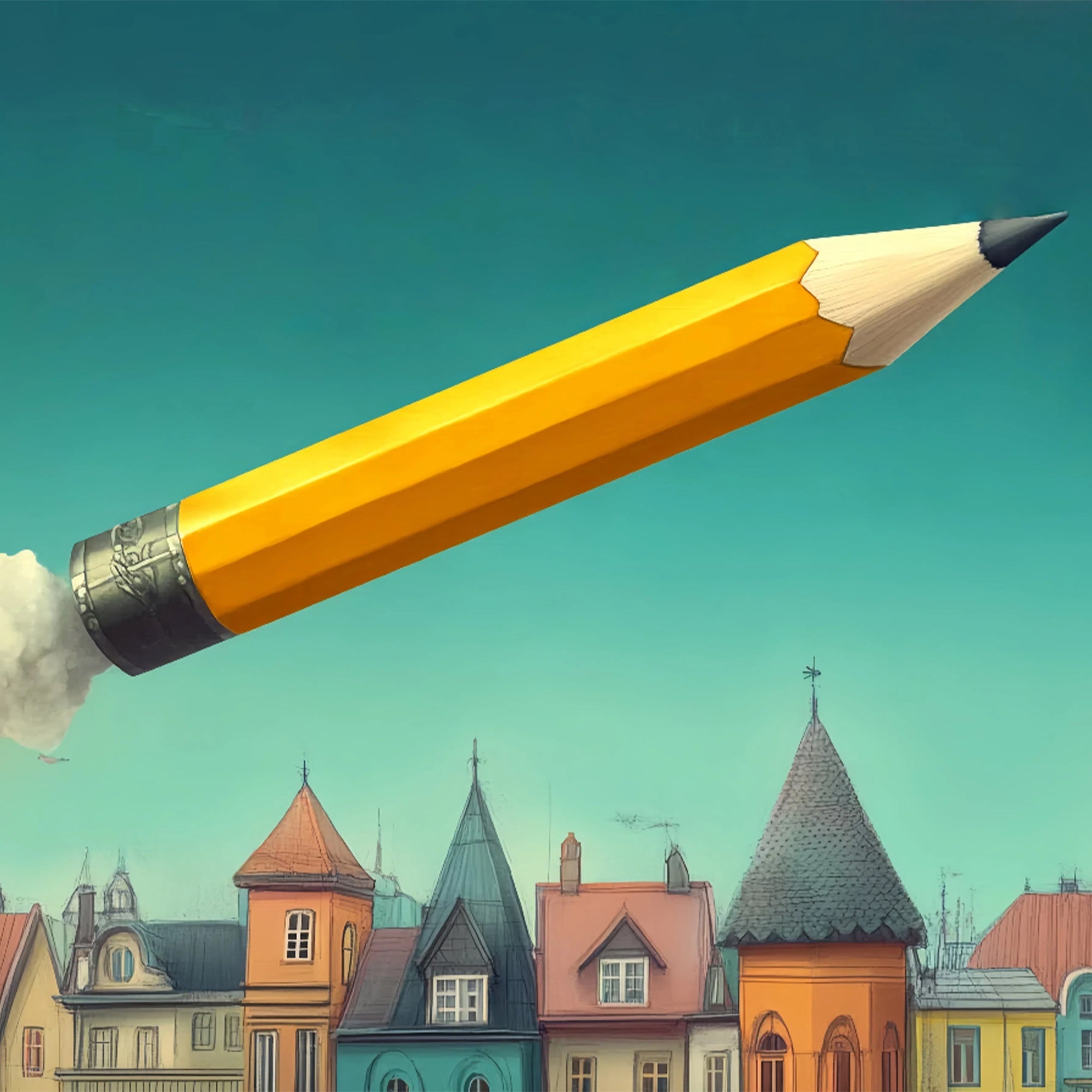 Back To School Backdrop Pencil Rocket Launch Backdrop BRP57-47