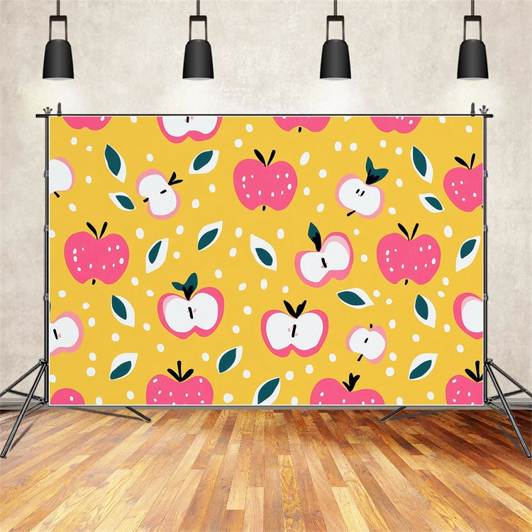 Back To School Photo Backdrop Cartoon Apple Pattern Backdrop BRP57-57