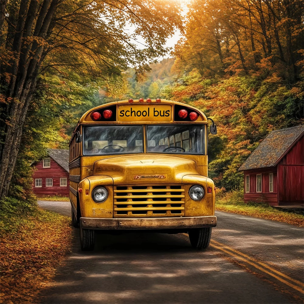 Back To School Backdrops Vintage Autumn Bus Backdrop BRP57-58