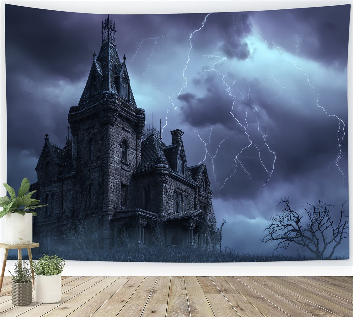 Halloween Photo Booth Backdrop Haunted Storm Castle Backdrop BRP57-70