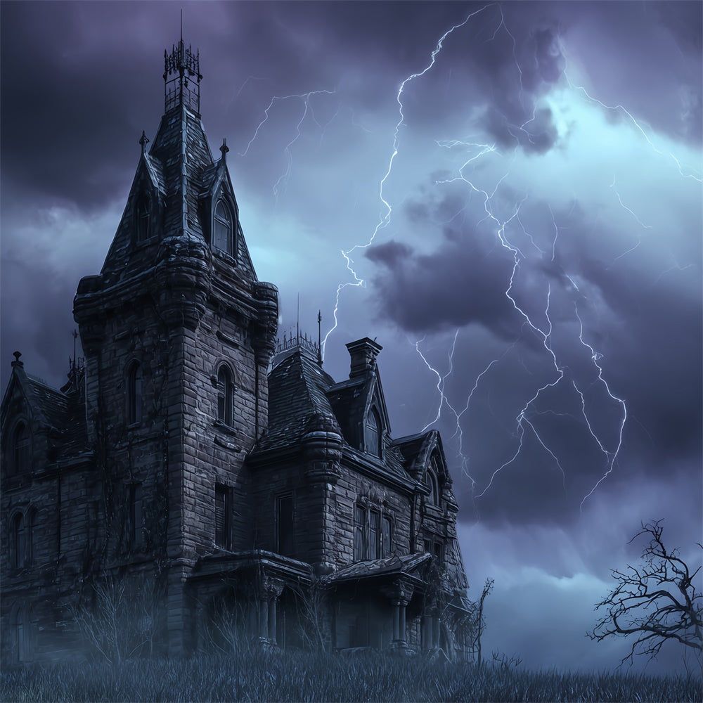 Halloween Photo Booth Backdrop Haunted Storm Castle Backdrop BRP57-70
