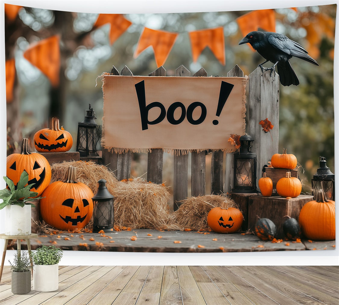 Halloween Party Backdrop Pumpkin Welcome Fence Backdrop BRP57-91