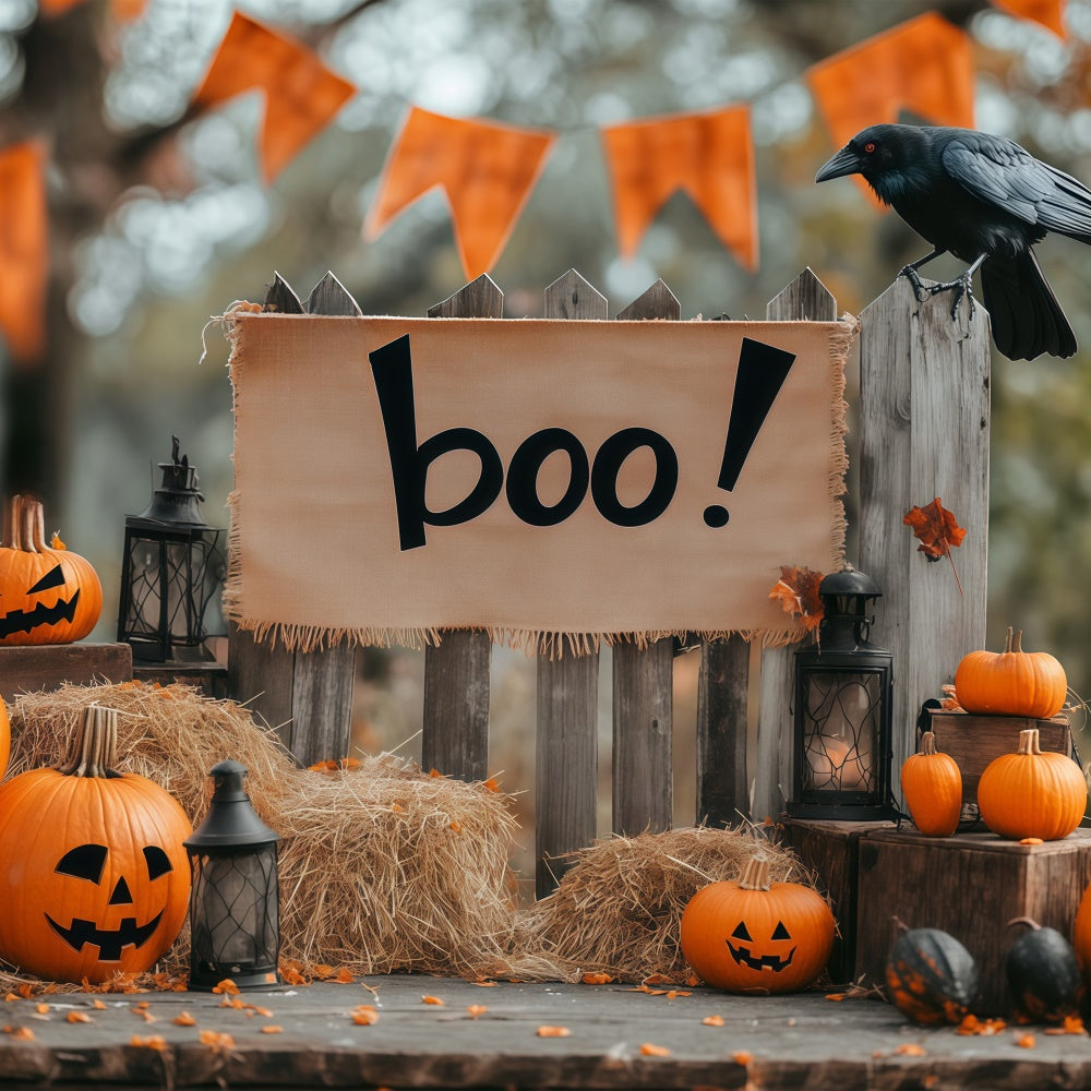 Halloween Party Backdrop Pumpkin Welcome Fence Backdrop BRP57-91