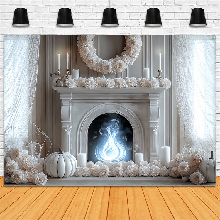 Halloween Backdrops Ghostly Elegance Fireplace Backdrop BRP57-94