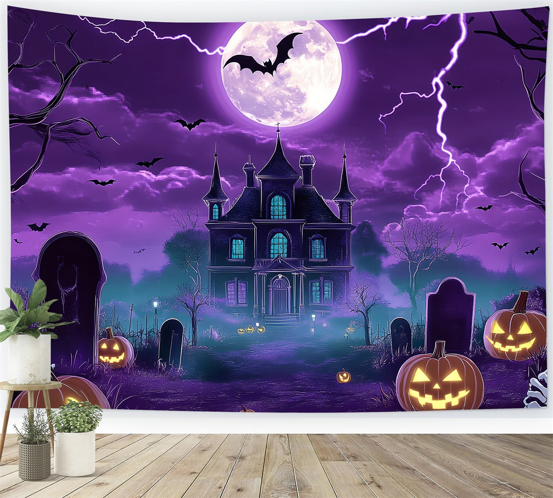 Halloween Moon Backdrop Fright Night Castle Backdrop BRP57-95