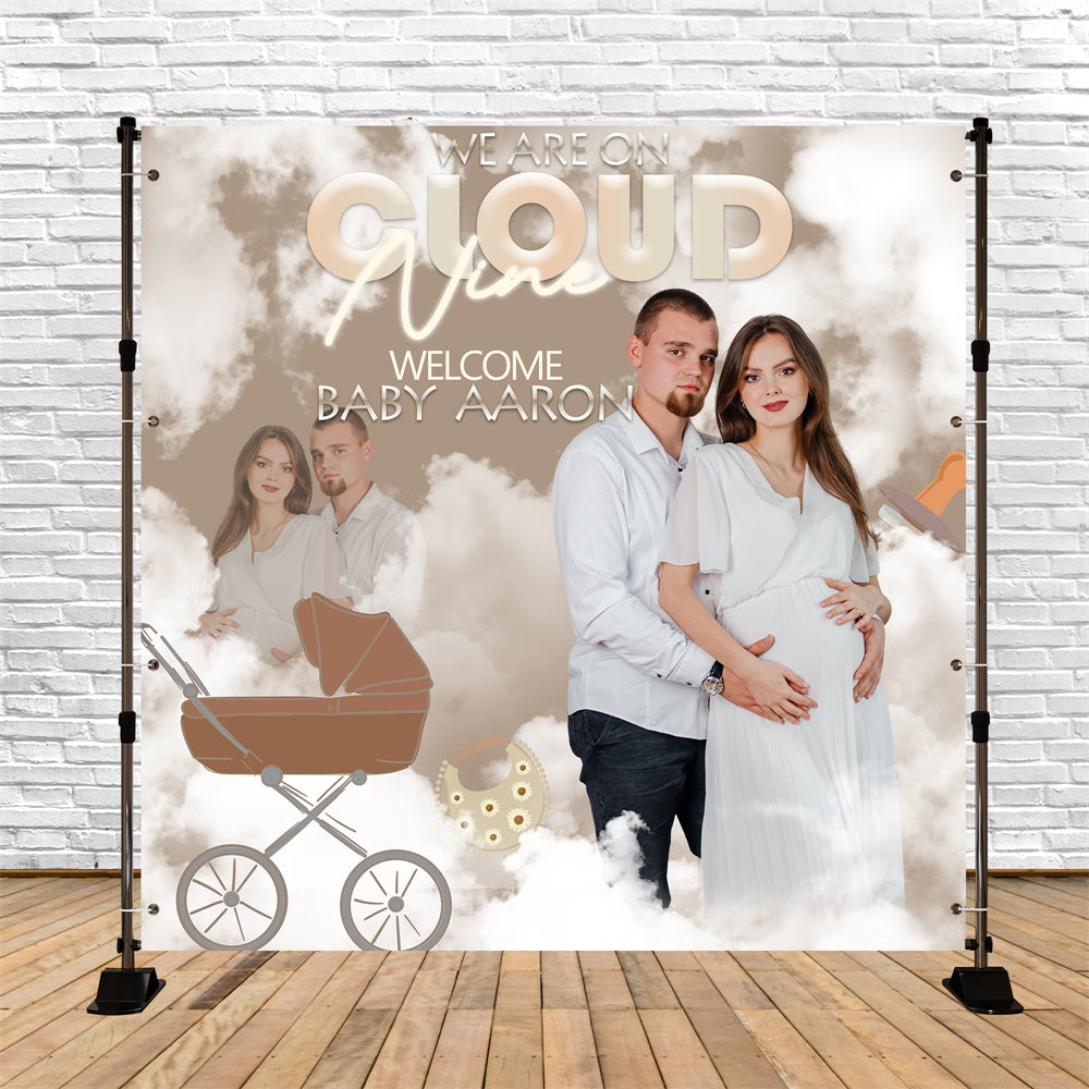 Backdrop For Baby Shower Dreamy Cloud Pram Custom Backdrop BRP6-1