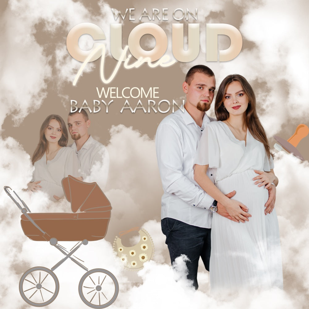 Backdrop For Baby Shower Dreamy Cloud Pram Custom Backdrop BRP6-1