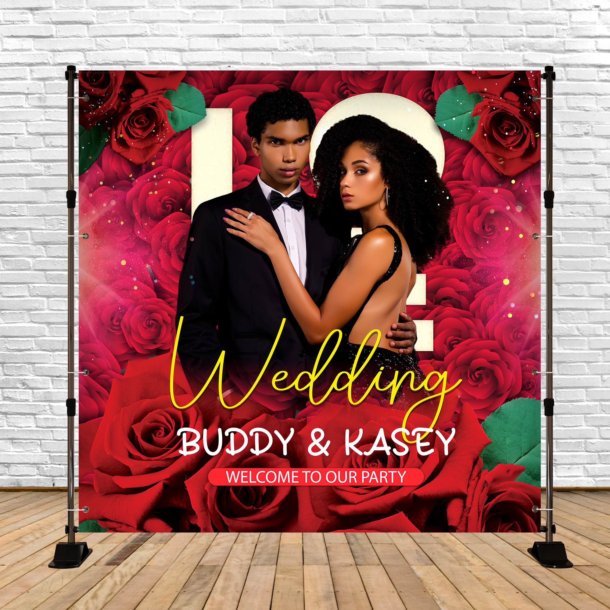 Personalized Backdrop For Wedding Romantic Rose Glam Backdrop BRP6-124