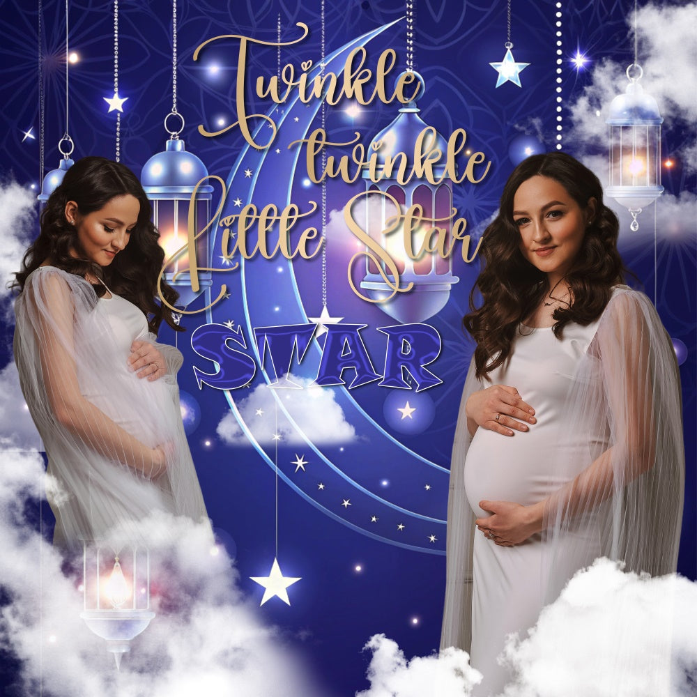 Baby Shower Backdrops Twinkle Star Night Personalized Backdrop BRP6-2