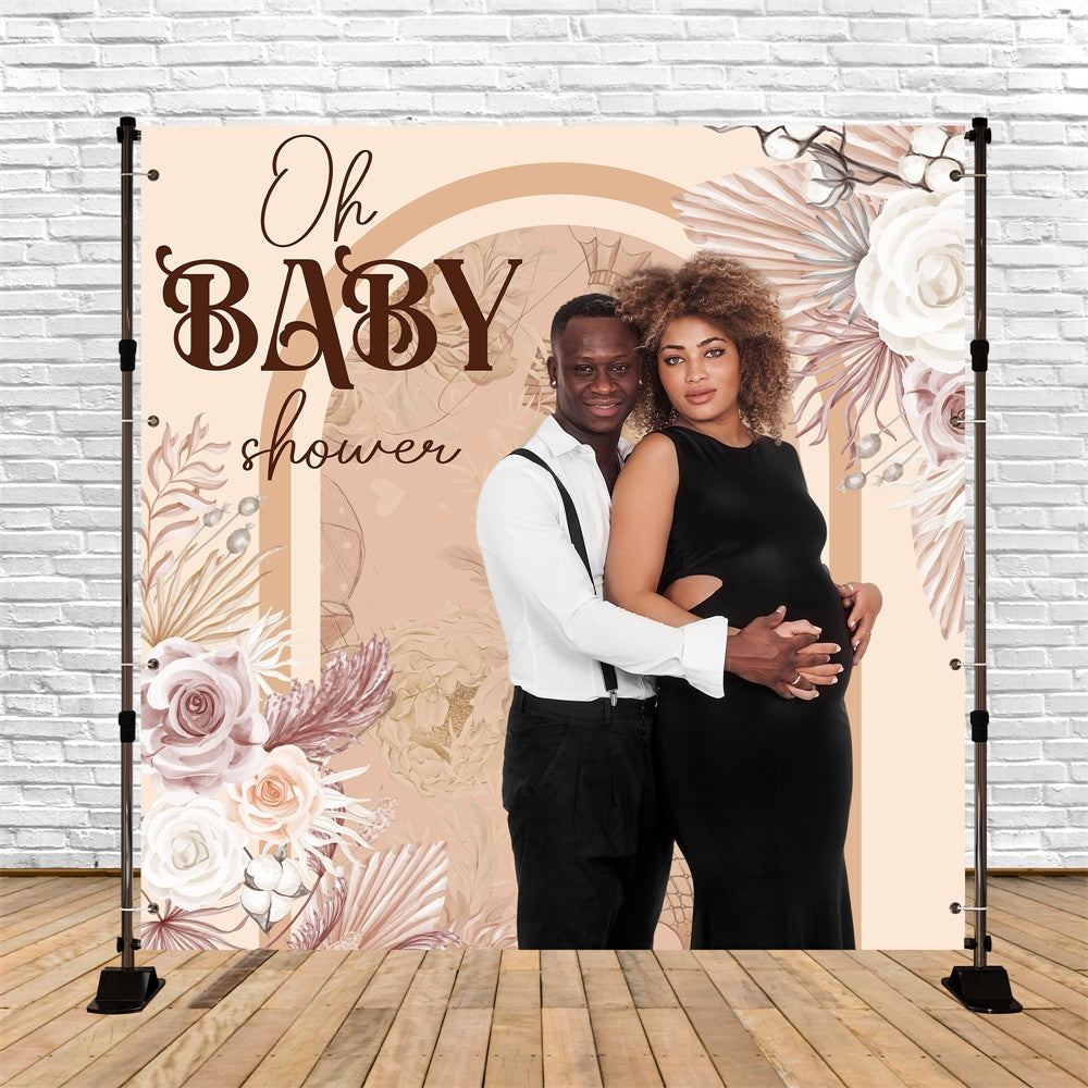 Boho Baby Shower Backdrop Boho Floral Soft Personalized Backdrop BRP6-220