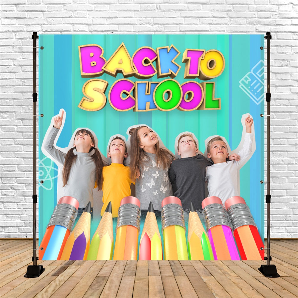 Back To School Backdrops Rainbow Pencil Power Custom Backdrop BRP6-31