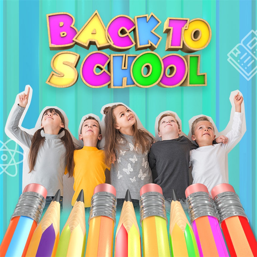 Back To School Backdrops Rainbow Pencil Power Custom Backdrop BRP6-31