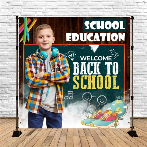 School Photo Backdrop Chalkboard Welcome Vibes Custom Backdrop BRP6-36