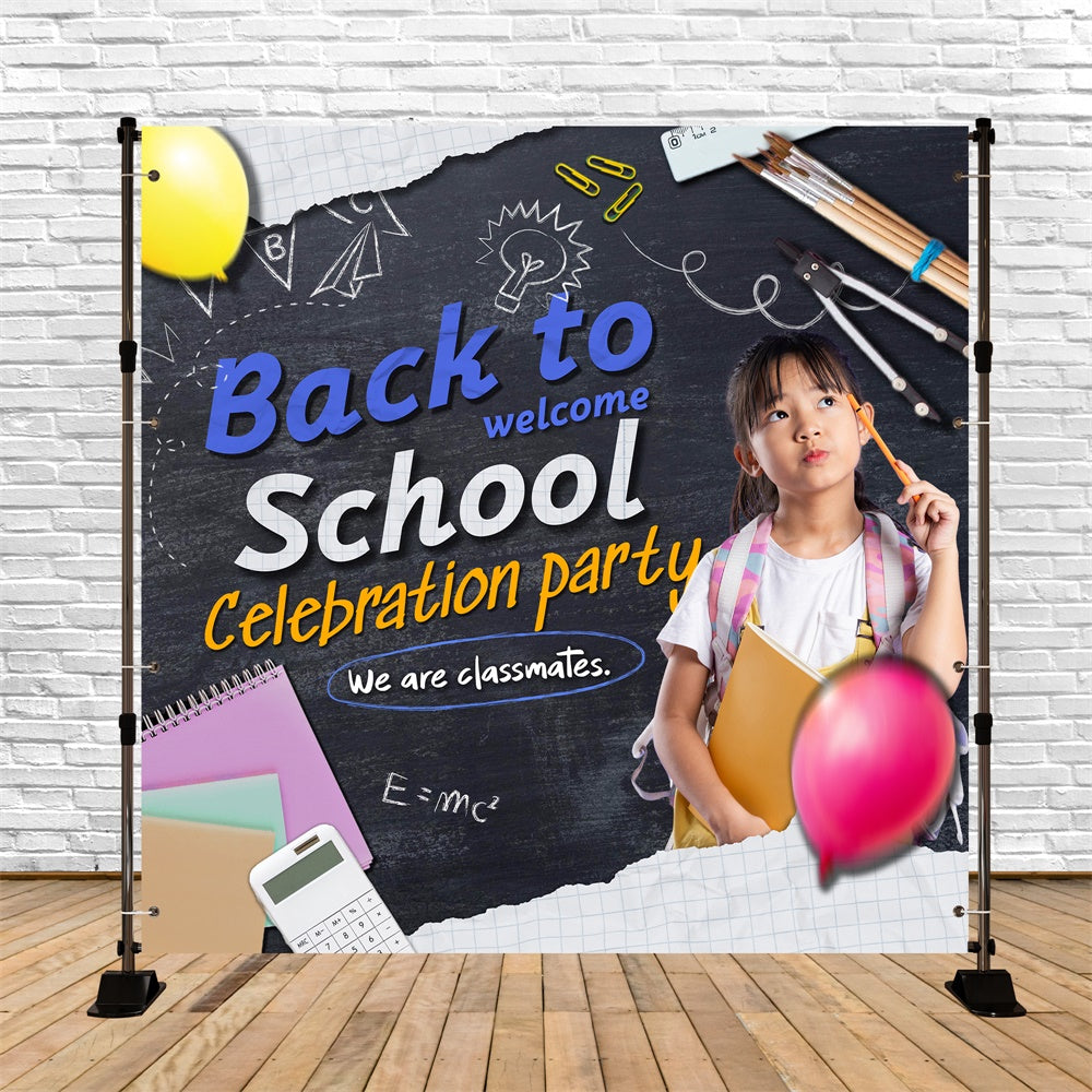 Back To School Chalkboard Backdrop Classroom Party Custom Backdrop BRP6-43