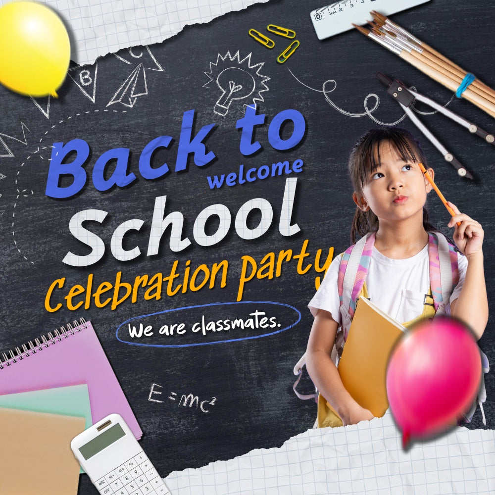 Back To School Chalkboard Backdrop Classroom Party Custom Backdrop BRP6-43