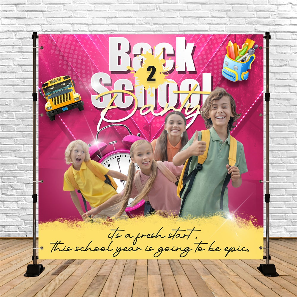 Back To School Photo Backdrop Happy Bus Ride Custom Backdrop BRP6-49
