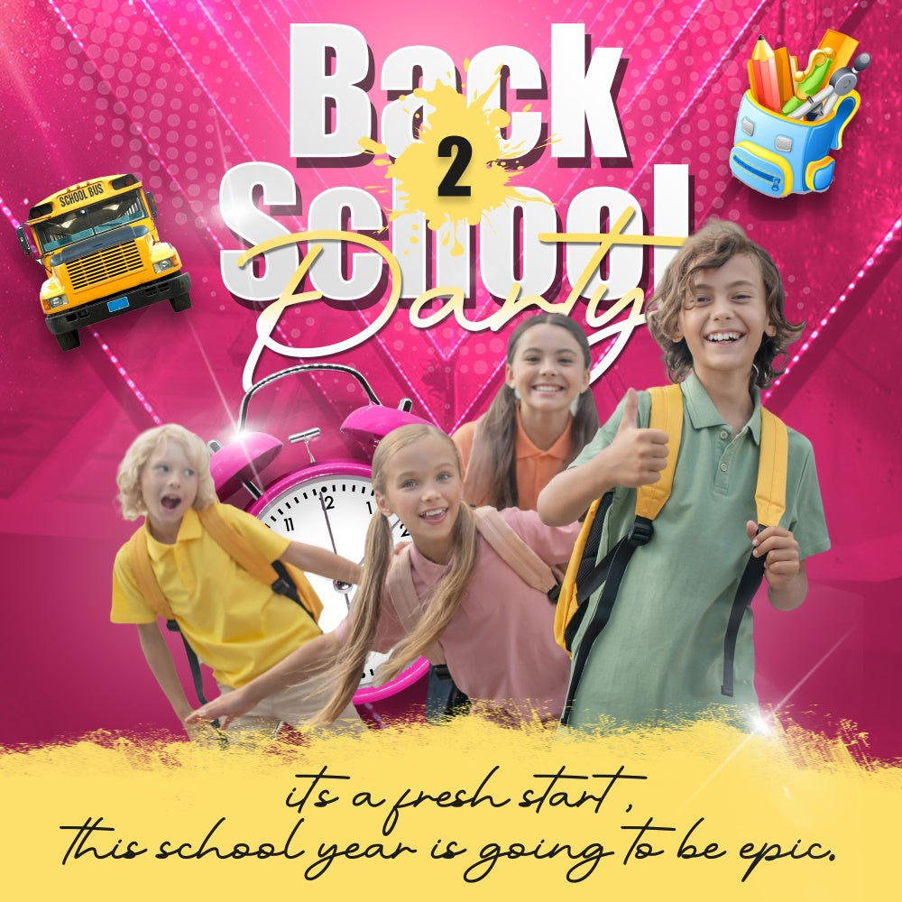 Back To School Photo Backdrop Happy Bus Ride Custom Backdrop BRP6-49