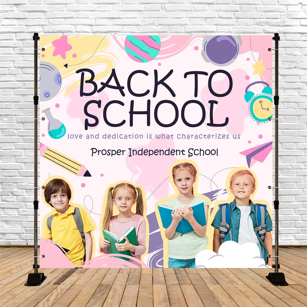 School Photo Backdrop Soft Tones Welcome Customized Backdrop BRP6-50