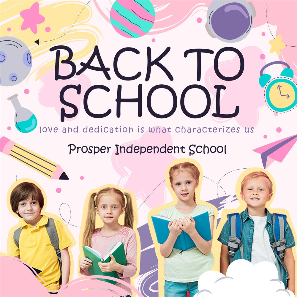 School Photo Backdrop Soft Tones Welcome Customized Backdrop BRP6-50