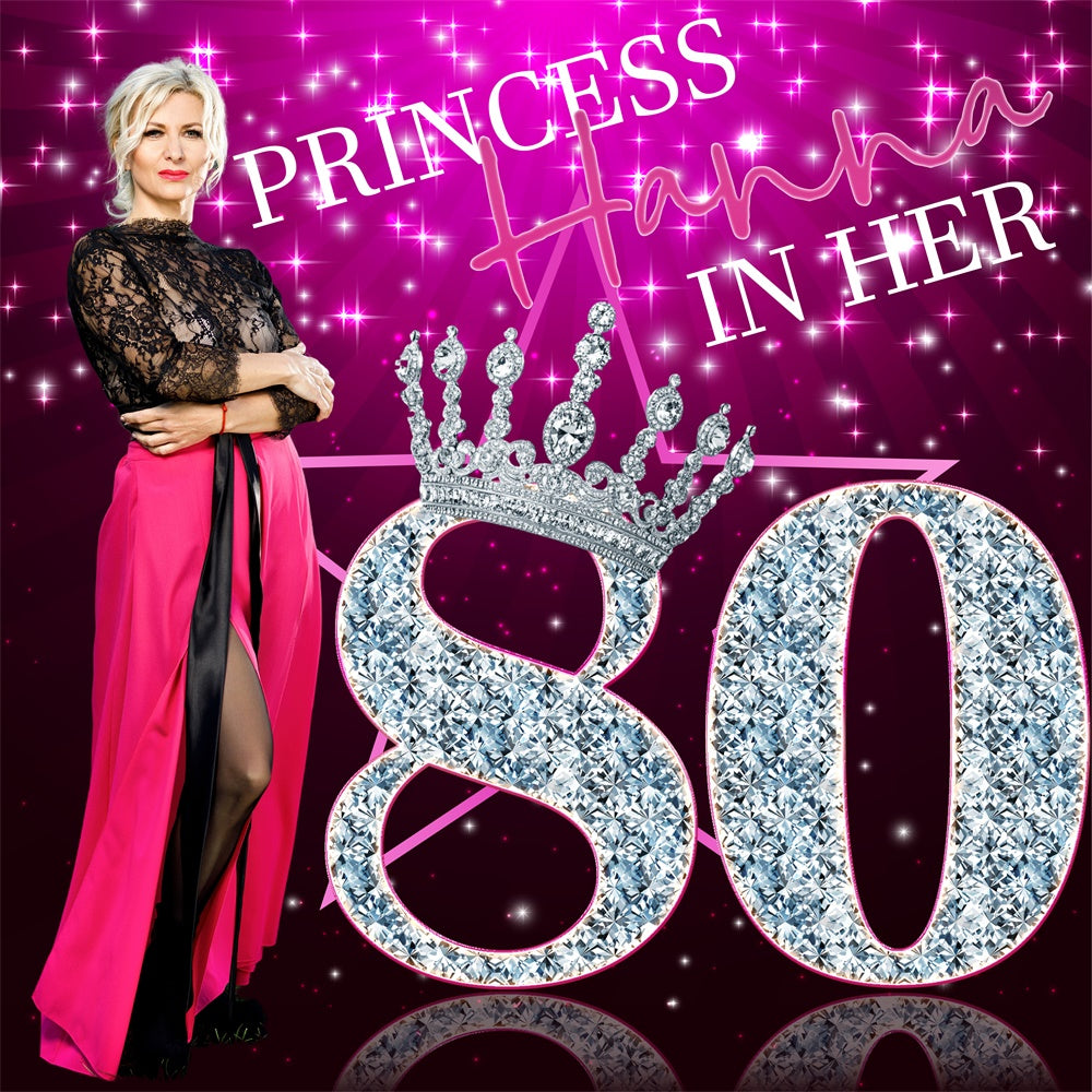 80th Birthday Backdrop Diamond Reign Sparkle Custom Backdrop BRP6-52