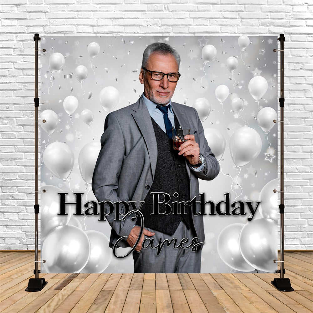 Customized Backdrop For Birthday Silver Elegance Backdrop BRP6-56
