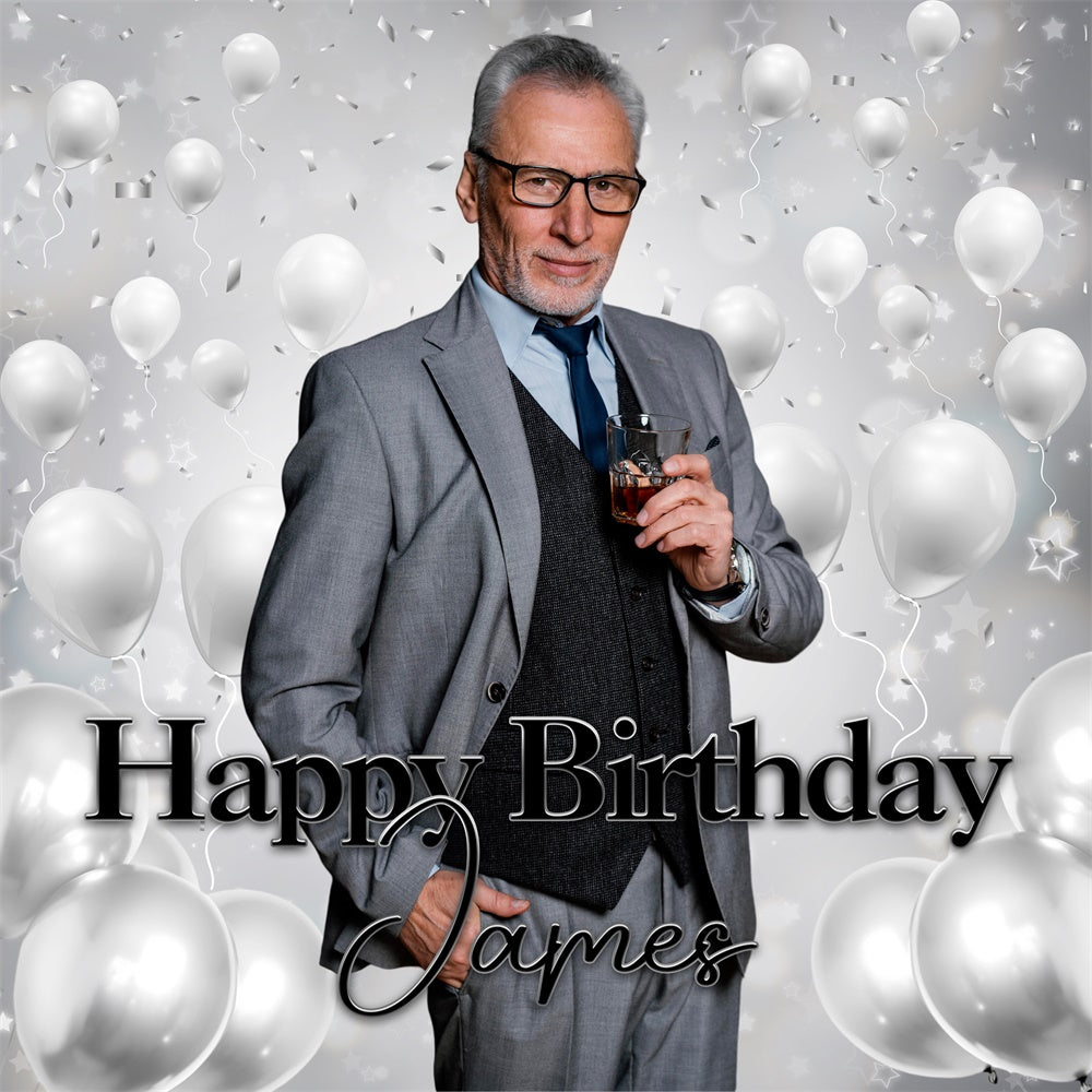 Customized Backdrop For Birthday Silver Elegance Backdrop BRP6-56
