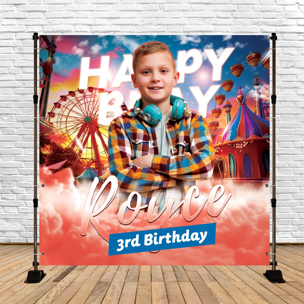 Customized Birthday Backdrop Ferris Wheel Fantasy Backdrop BRP6-66