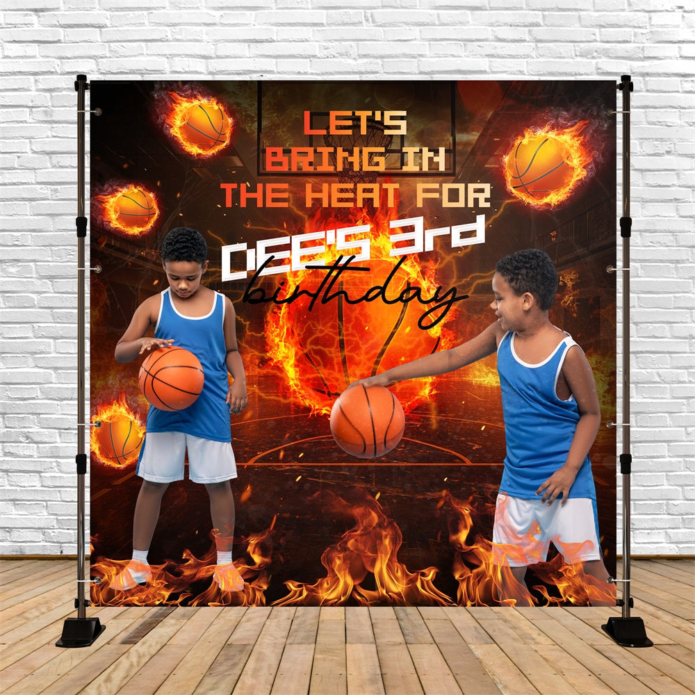 Customized Birthday Backdrop Basketball Blaze Bash Backdrop BRP6-90