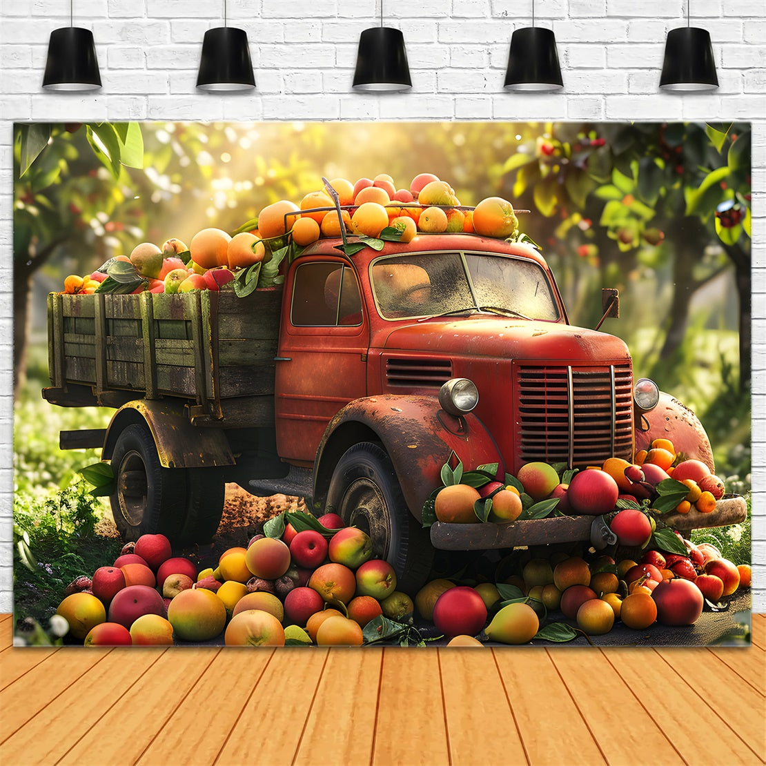 Autumn Car Apple Harvest Photography Backdrop BRP7-110