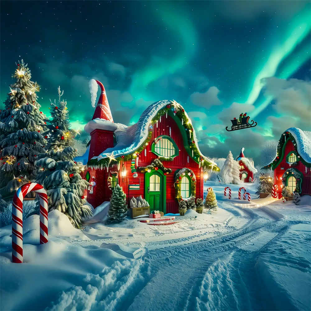 Christmas Elf House with Aurora Backdrop BRP7-218