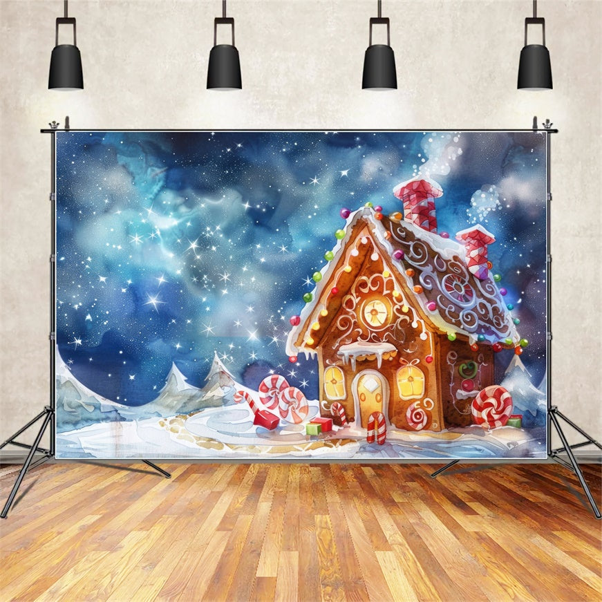 Gingerbread Cottage Under the Stars Backdrop BRP8-110
