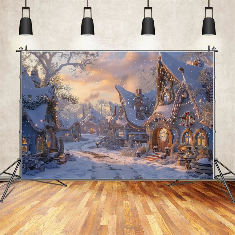 Christmas Enchanted Cottage Street Backdrop BRP8-19
