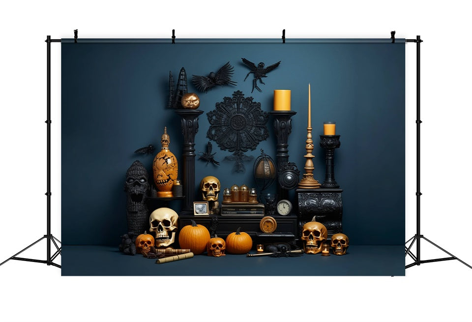 Halloween Room Skull and Pumpkins Decor Backdrop BRP8-278